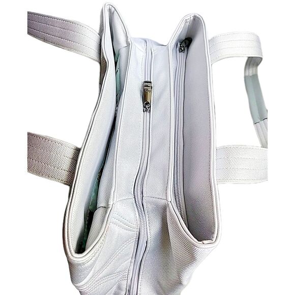 Lug Tempo Tote Vegan Leather Metallic Silver Ice Pop Multicolor Stitching RFID - Picture 6 of 16